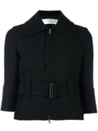 Victoria Victoria Beckham Belted Cropped Jacket, Women's, Size: 12, Black, Viscose/wool/zamac