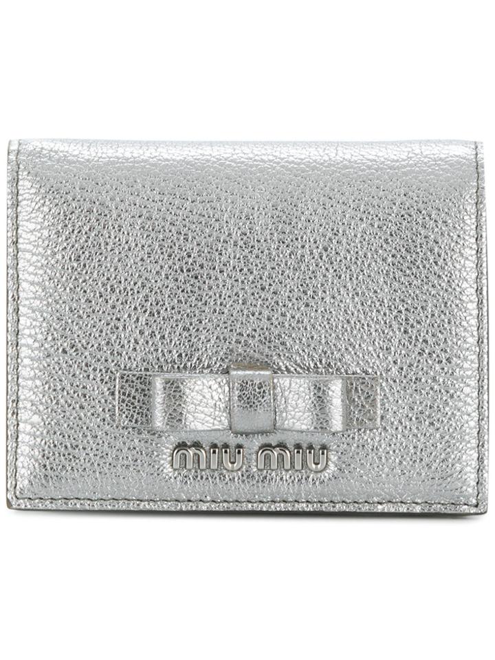 Miu Miu Bow Billfold Wallet - Grey
