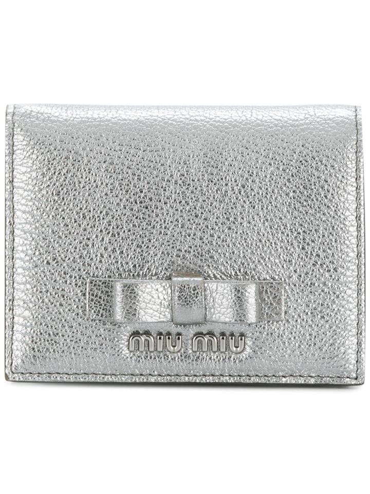 Miu Miu Bow Billfold Wallet - Grey