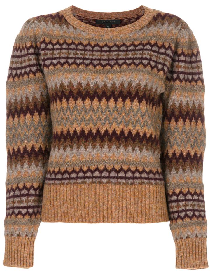 Marc Jacobs Fair Isle Puff Sleeve Sweater - Brown