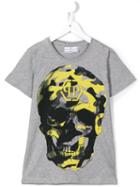 Philipp Plein Kids Camo Skull T-shirt, Boy's, Size: 10 Yrs, Grey