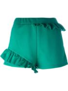 Mm6 Maison Margiela Frill Shorts, Women's, Size: S, Green, Polyester/spandex/elastane