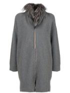 Fabiana Filippi Fur-trim Zipped Cardi-coat - Grey