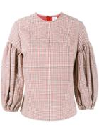 Rosie Assoulin Gingham Puff Sleeve Top - Red