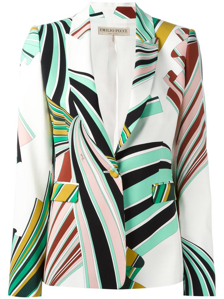 Emilio Pucci Printed Blazer, Women's, Size: 40, Silk/spandex/elastane/viscose