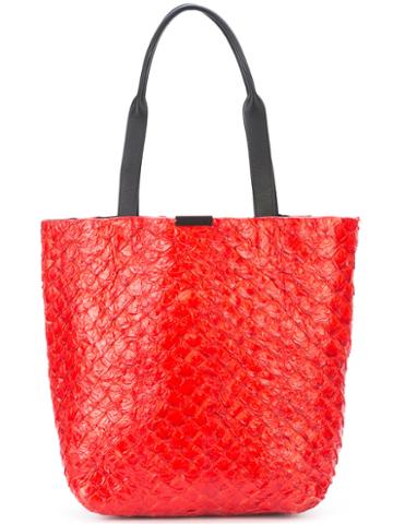 Osklen - Gravata Cabas Bag - Women - Calf Leather/pirarucu Skin - One Size, Red, Calf Leather/pirarucu Skin