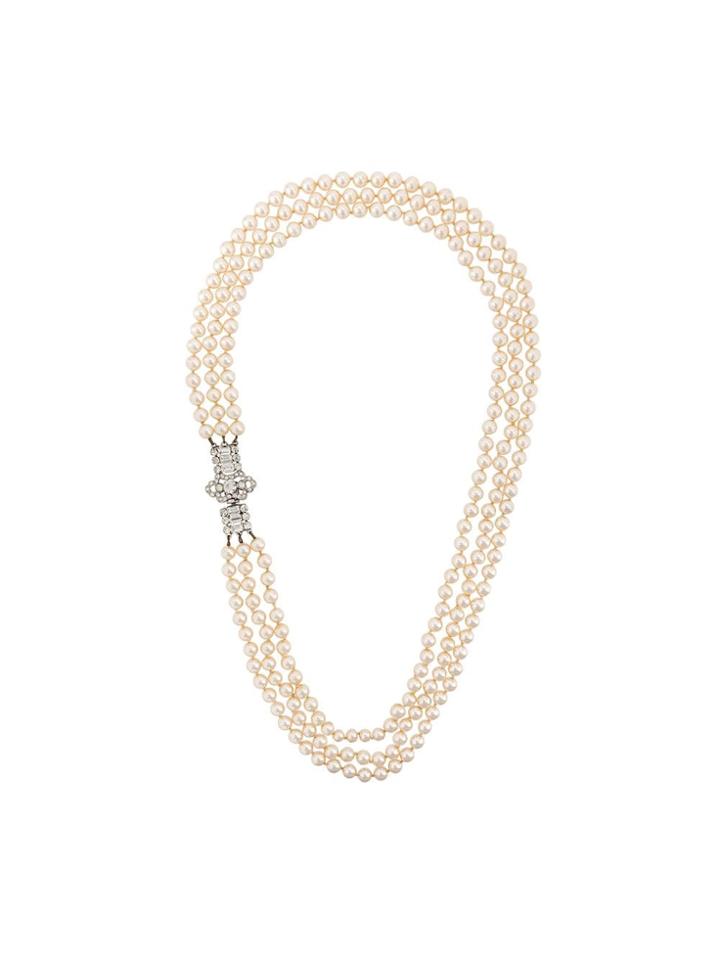 Susan Caplan Vintage Triple Strand Faux Pearl Necklace - White