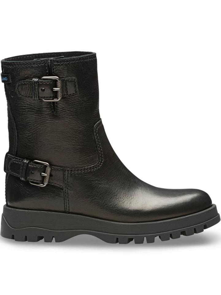 Prada Hammered Leather Booties - Black