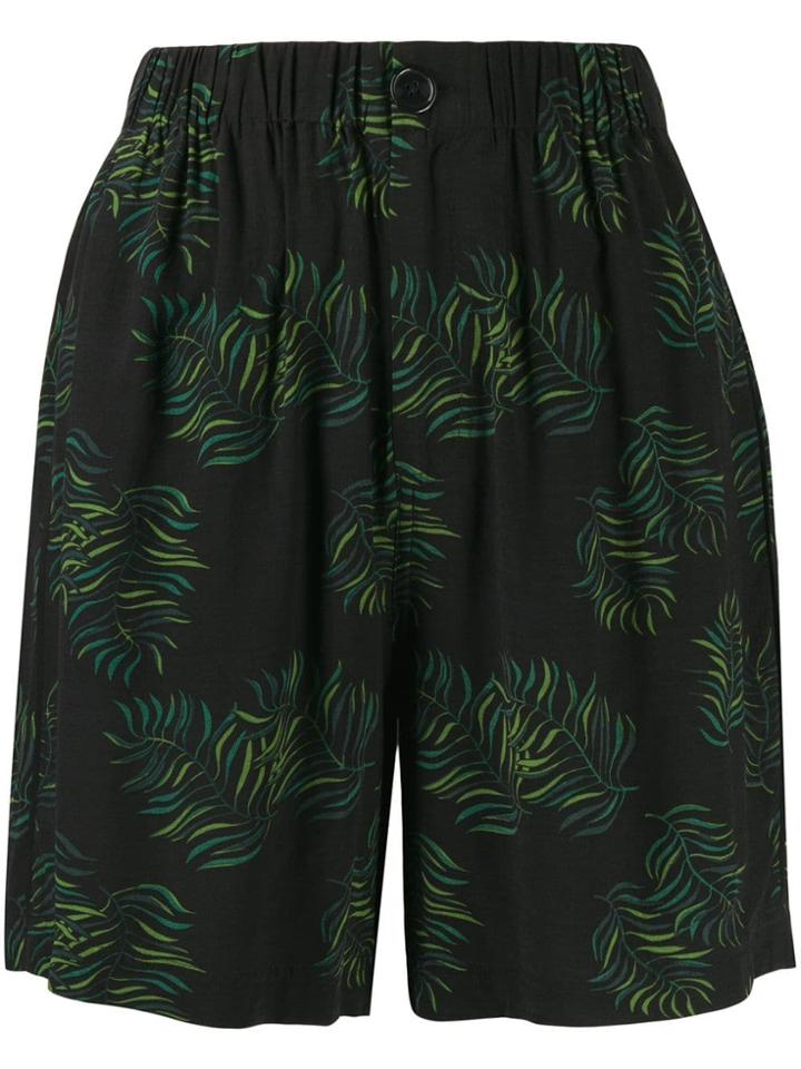 Soeur Leaf Print Shorts - Black