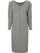 Des Prés Houndstooth Midi Dress - White