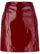 Manokhi Shinny Short Pencil Skirt, Women's, Size: 36, Red, Lamb Skin