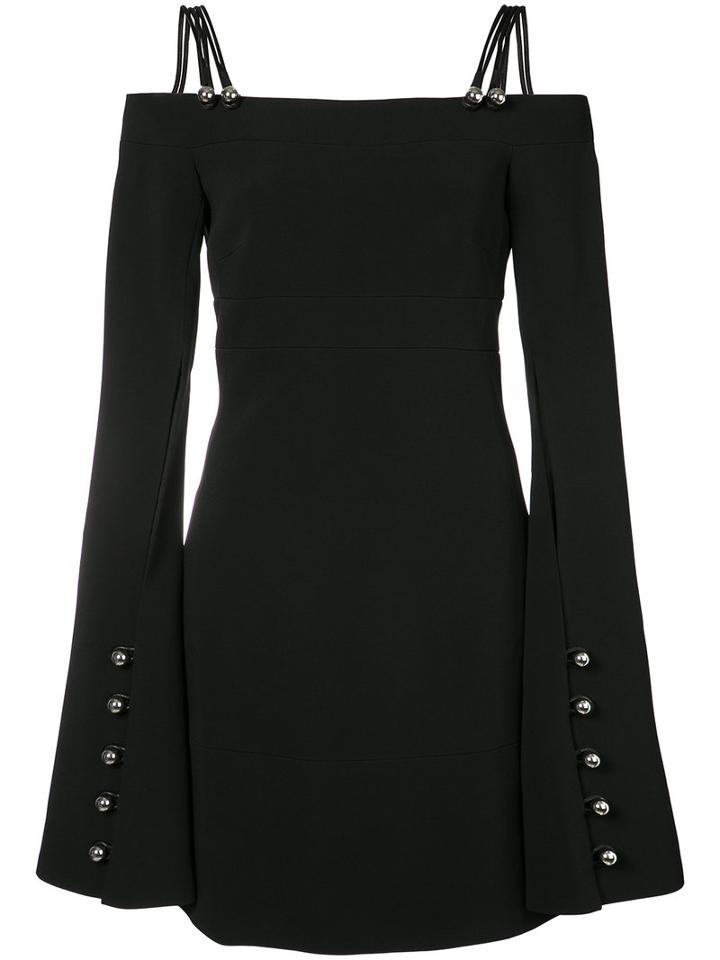 David Koma - Metal Ball Long Sleeve Dress - Women - Polyester - 8, Black, Polyester