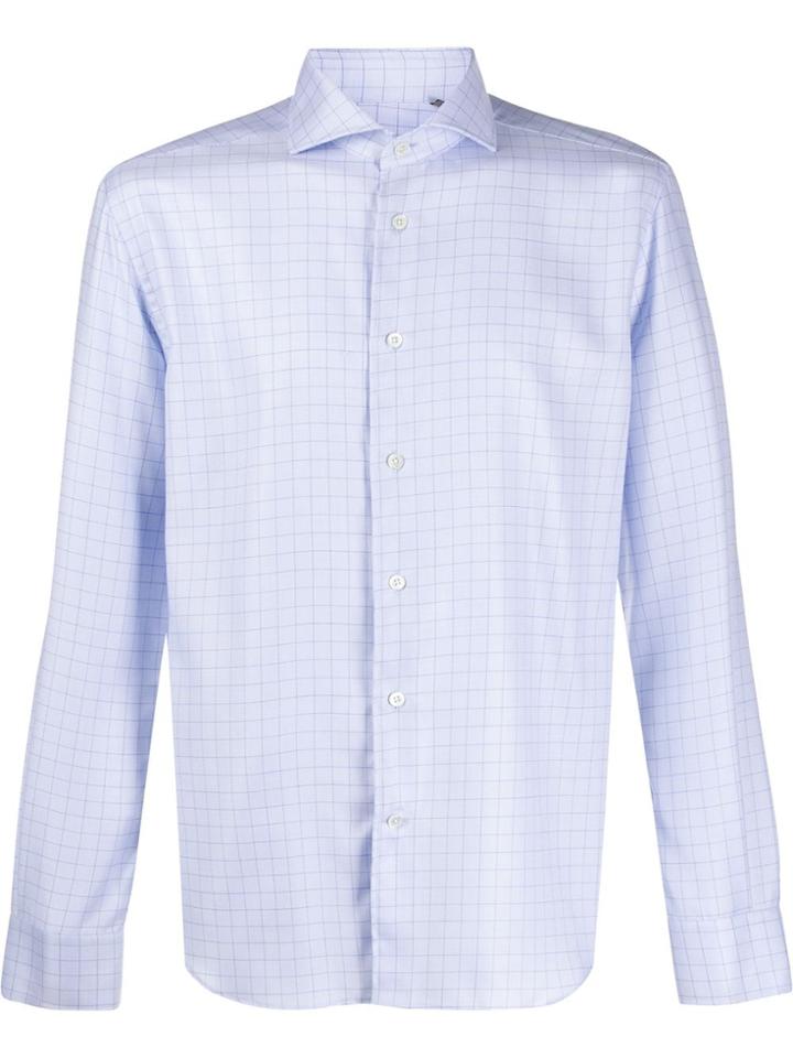 Corneliani Windowpane Check Shirt - Blue