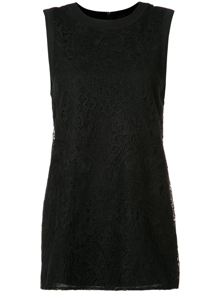 Vera Wang Lace Panel Tank Top - Black