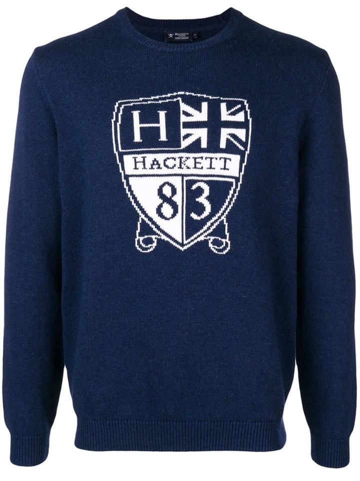 Hackett Crest Intarsia Jumper - Blue