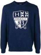 Hackett Crest Intarsia Jumper - Blue