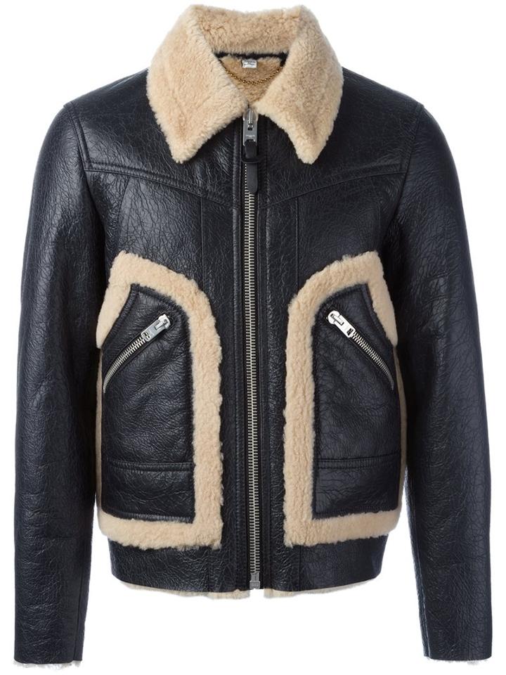 Coach Zipped Jacket, Men's, Size: 50, Black, Leather/sheep Skin/shearling