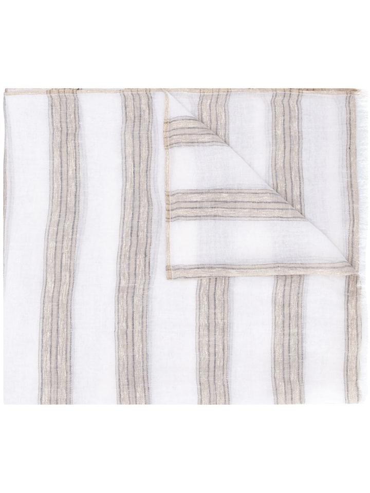 Brunello Cucinelli Striped Scarf - White