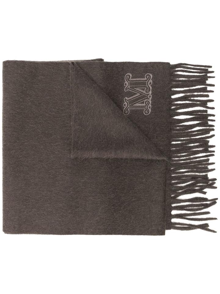Max Mara Logo Embroidered Scarf - Brown