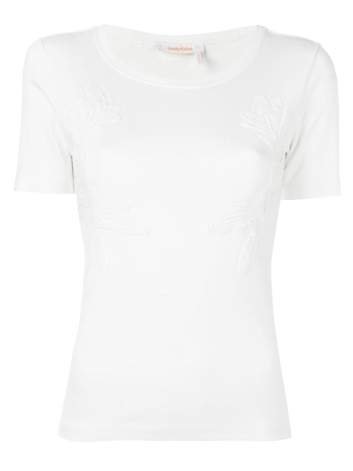See By Chloé Guipure Embroidered T-shirt, Women's, Size: Small, White, Cotton