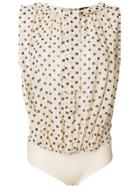 Elisabetta Franchi Polka Dot Pussy Bow Top - Nude & Neutrals