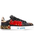 Dolce & Gabbana Appliqué Low Top Sneakers - Black