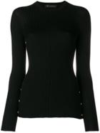 Versace Medallion-embellished Ribbed Sweater - Black