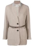 Peserico Belted Single Breasted Coat - Nude & Neutrals