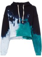 Re/done Tie Dye Cotton Cropped Hoodie - Blue