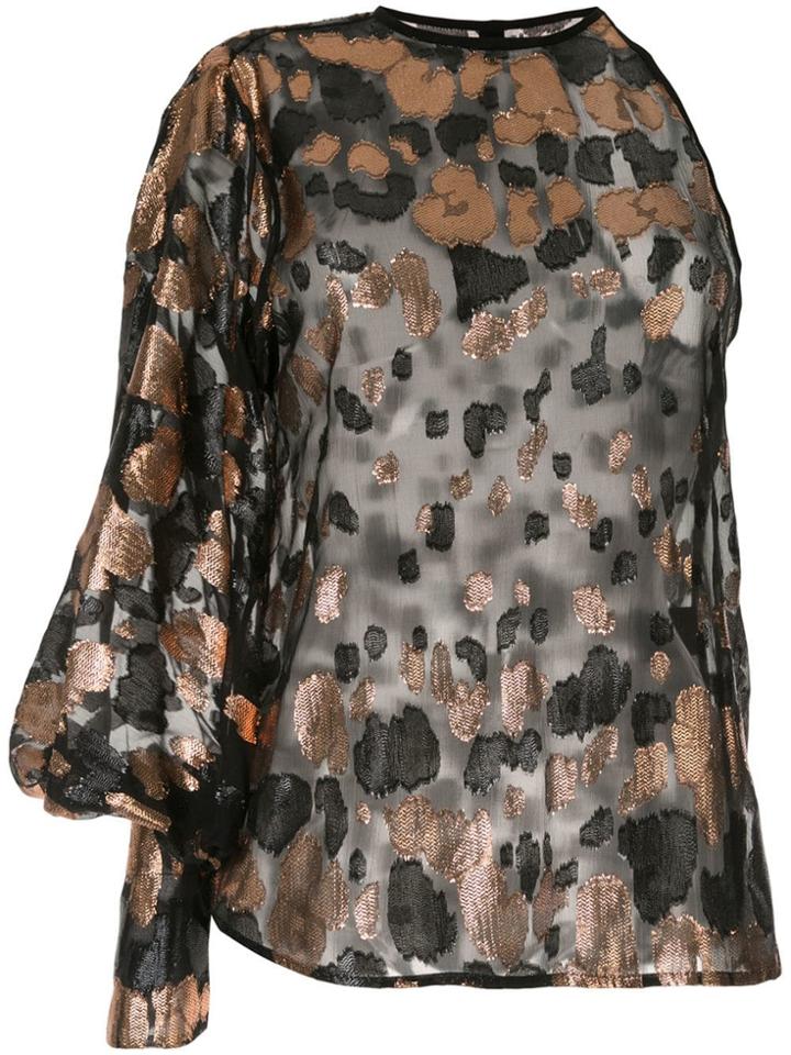 Petar Petrov Brady One-shoulder Jacquard Blouse - Black