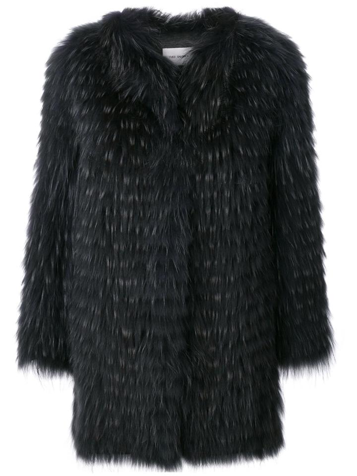 Yves Salomon Raccoon Fur Jacket - Blue