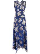 Yigal Azrouel Metallic Floral Print Dress - Blue