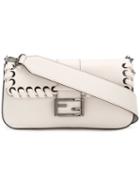 Fendi Stitched-edge Shoulder Bag, Women's, Nude/neutrals, Leather