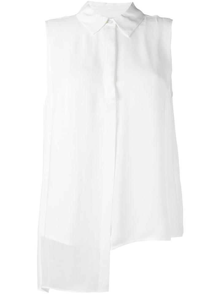 Dkny Sleeveless Asymmetric Shirt, Women's, Size: Small, White, Viscose