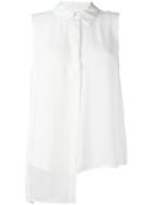 Dkny Sleeveless Asymmetric Shirt, Women's, Size: Small, White, Viscose