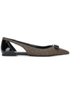 Michael Michael Kors Cut Out Logo Print Ballerina Pumps - Brown