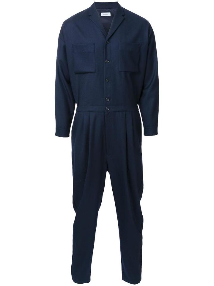 En Route Patch Pockets Jumpsuit, Men's, Size: 2, Blue, Wool