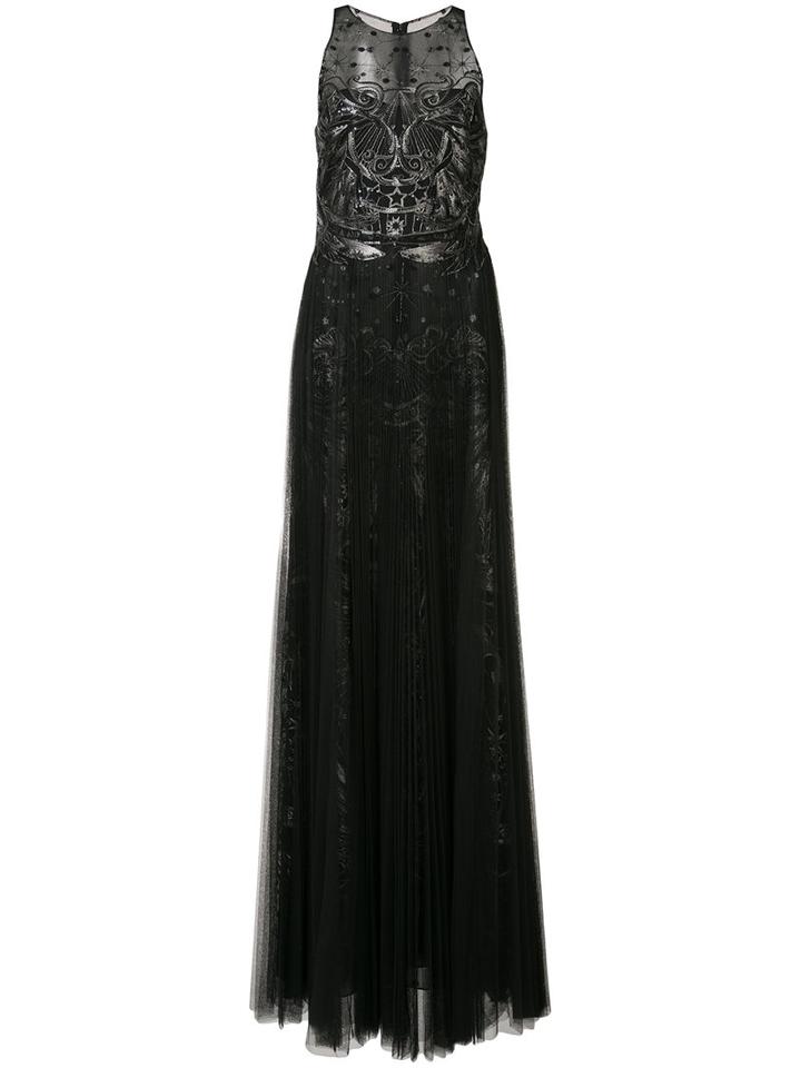 Marchesa Notte - Embroidered Gown - Women - Nylon - 12, Black, Nylon