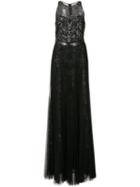 Marchesa Notte - Embroidered Gown - Women - Nylon - 12, Black, Nylon