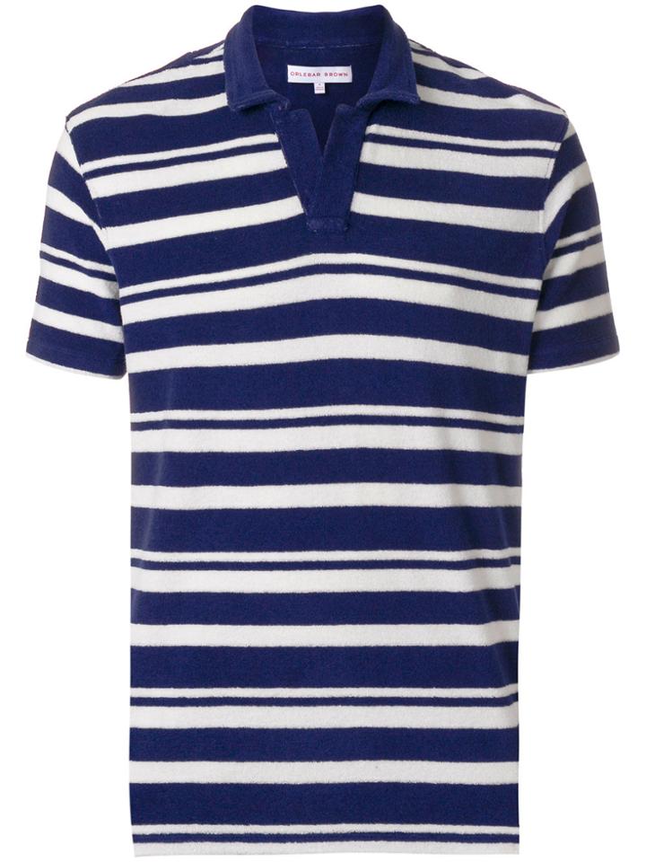 Orlebar Brown Terry Striped Polo Shirt - Blue
