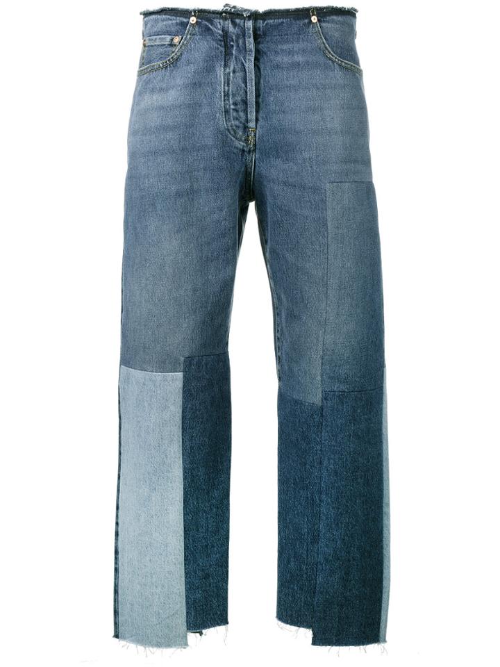 Valentino Patchwork Boyfriend Jeans - Blue