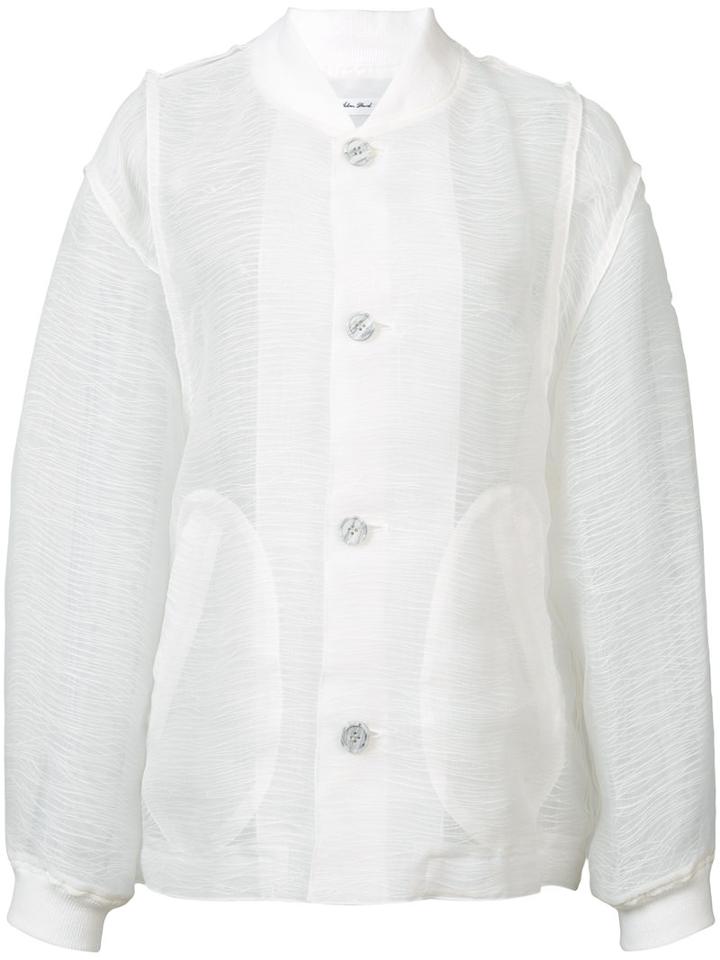 Julien David - Sheer Bomber Jacket - Women - Hemp/polyester - M, White, Hemp/polyester