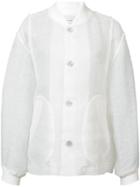 Julien David - Sheer Bomber Jacket - Women - Hemp/polyester - M, White, Hemp/polyester
