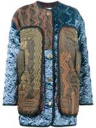 Peter Pilotto Oversized Patchwork Quilted Satin Jacket - Blue