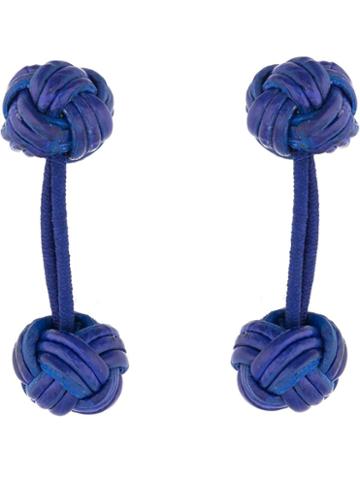 Santiago Gonzalez Set Of Four Knot Cufflinks, Men's, Green, Leather