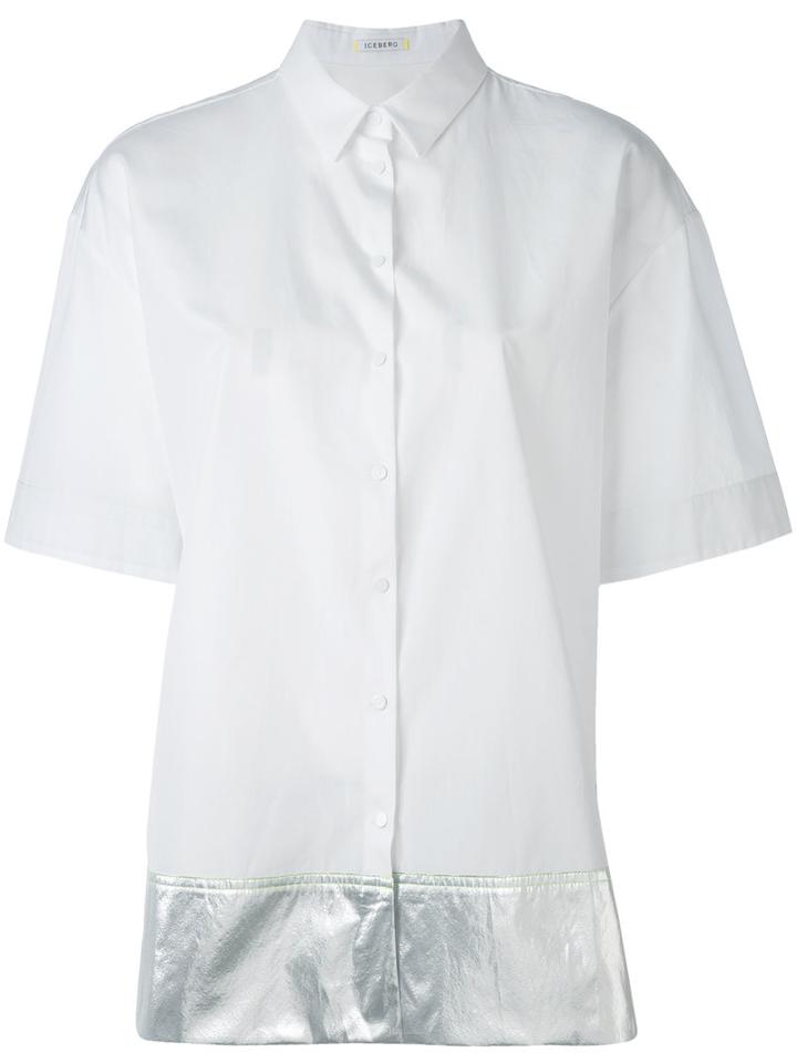 Iceberg - Metallic Detail Shortsleeved Shirt - Women - Cotton/polyester - 40, White, Cotton/polyester