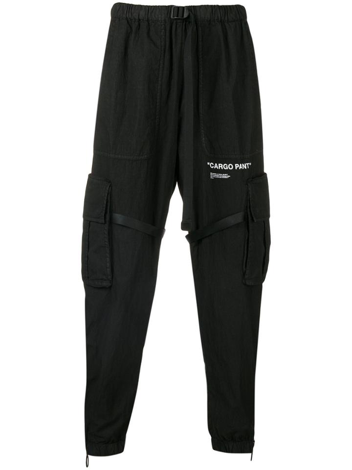 Off-white Elasticated Waist Cargo Trousers - Black