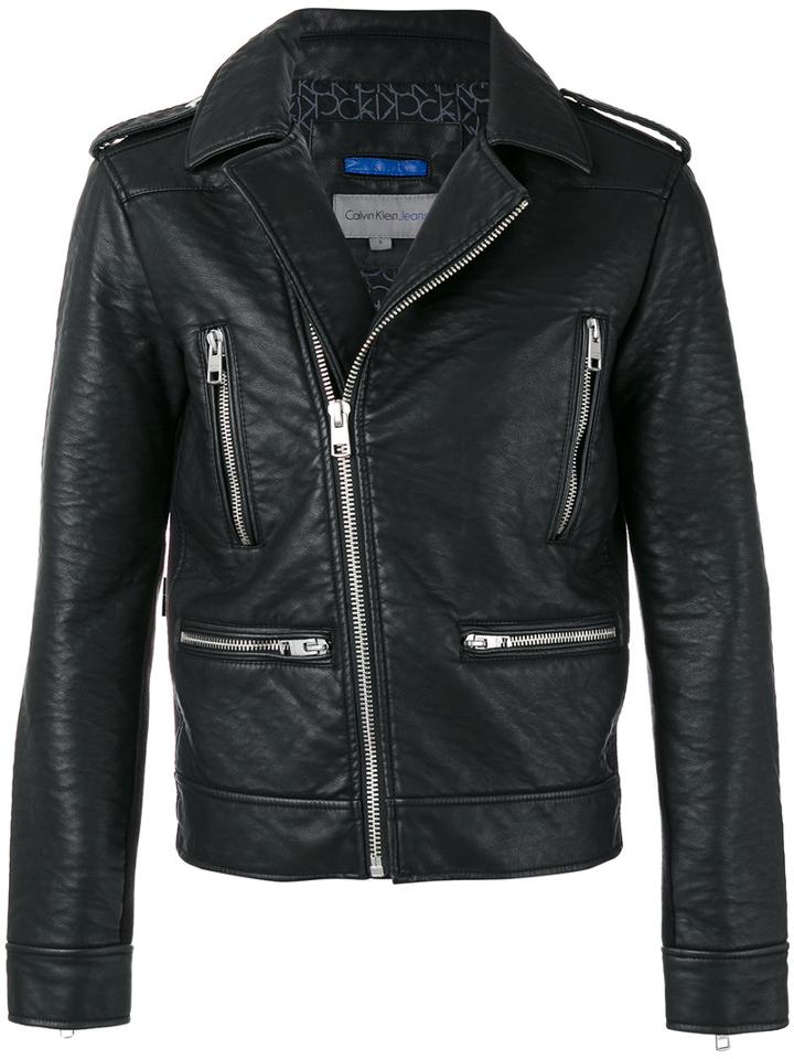 Calvin Klein Jeans - Asymmetric Zip Jacket - Men - Cotton/polyester/viscose - L, Black, Cotton/polyester/viscose