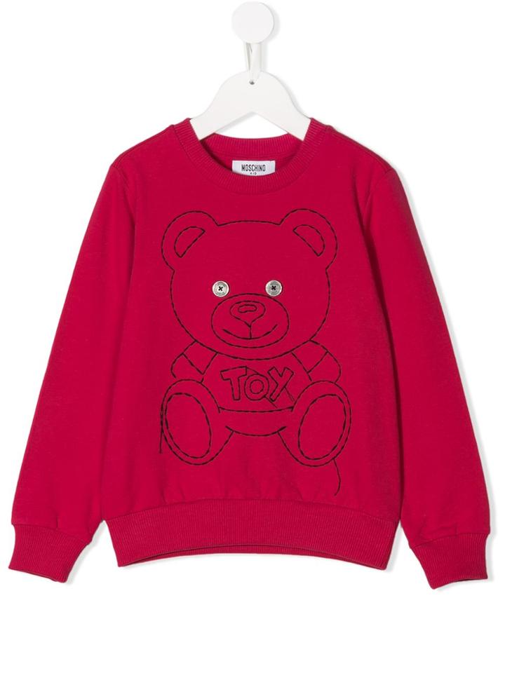 Moschino Kids Teddy Toy Embroidered Sweatshirt - Pink & Purple