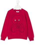 Moschino Kids Teddy Toy Embroidered Sweatshirt - Pink & Purple